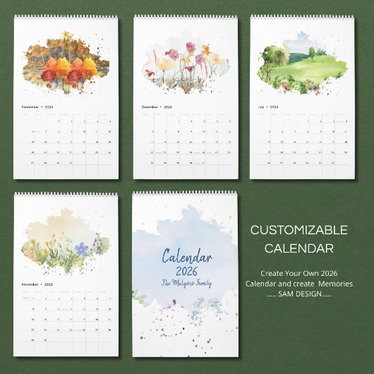 2026 Watercolor Landscape Calendar | Scenic Nature カレンダー