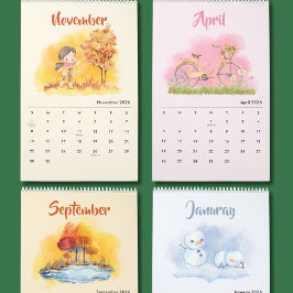 2026 Watercolor Seasons Calendar カレンダー