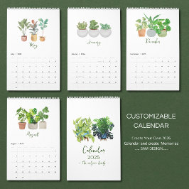2026 Watercolor Succulent & Leaf Calendar | Botani カレンダー