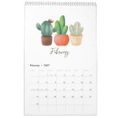 2026 Watercolor Succulent & Leaf Calendar | Botani カレンダー (2月 2027)