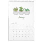 2026 Watercolor Succulent & Leaf Calendar | Botani カレンダー (1月 2027)