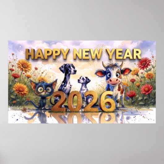 2026 Whimsical Animals Print/Samsung Frame TV Art ポスター (正面)