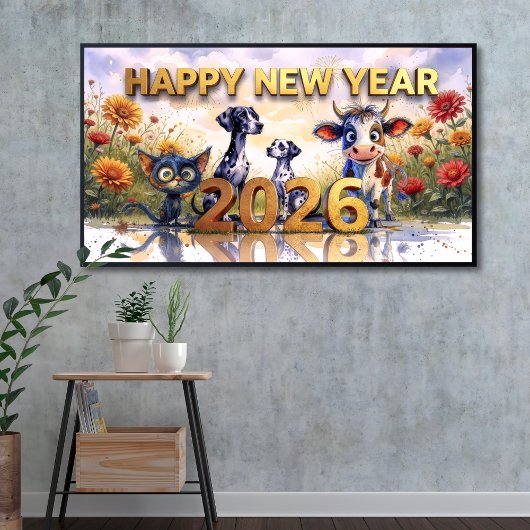 2026 Whimsical Animals Print/Samsung Frame TV Art ポスター