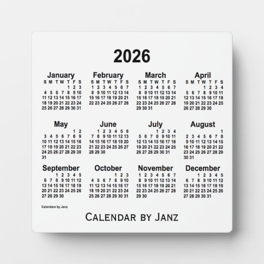 2026 White Desk Calendar by Janz フォトプラーク (正面)