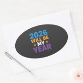 2026 Will Be My Year Inspirational New Beginnings 楕円形シール (封筒)