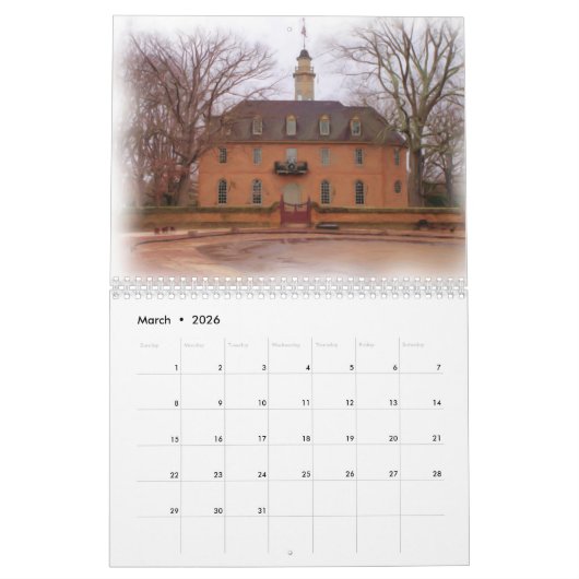 2026 Williamsburg Oils Calendar カレンダー (3月 2026)