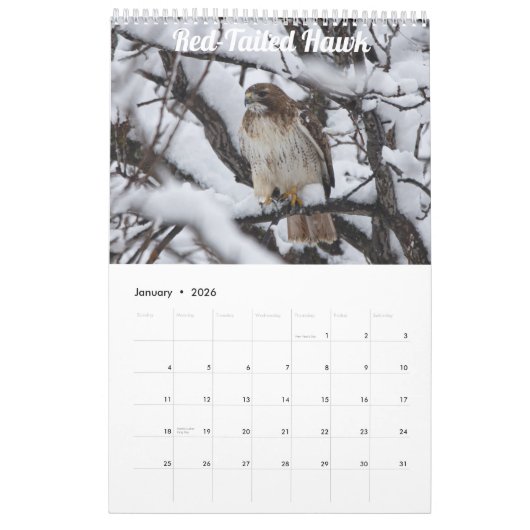 2026 Wisconsin Birds Calendar カレンダー (1月 2026)