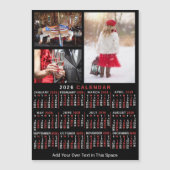 2026 Year Calendar Black Red Personalized Photo マグネット招待状 (正面)