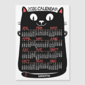 2026 Year Calendar Mid-Century Black Cat Magnet (正面)