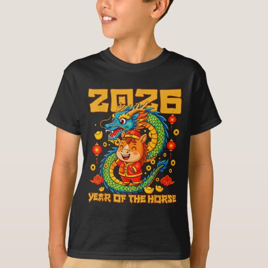 2026 Year Horse Dragon Happy Chinese New Year  Tシャツ (正面)