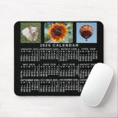 2026 Year Monthly Calendar Black Custom 3 Photos マウスパッド (マウス)