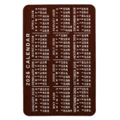 2026 Year Monthly Calendar Brown Wood Grain Simple マグネット (縦)