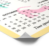 2026 Year Monthly Calendar Cute Pastel Playful Cat ポスター (角)