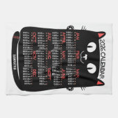 2026 Year Monthly Calendar Mid-Century Black Cat キッチンタオル (横)