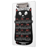 2026 Year Monthly Calendar Mid-Century Black Cat クリップボード (左)