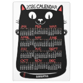 2026 Year Monthly Calendar Mid-Century Black Cat クリップボード (裏面)
