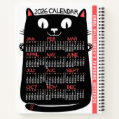 2026 Year Monthly Calendar Mid-Century Black Cat ノートブック (裏面)