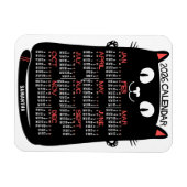 2026 Year Monthly Calendar Mid-Century Black Cat マグネット (横)