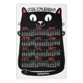 2026 Year Monthly Calendar Mid-Century Black Cat ミニクリップボード (裏面)