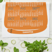 2026 Year Monthly Calendar Mid-Century Orange Cat キッチンタオル (折り畳み)