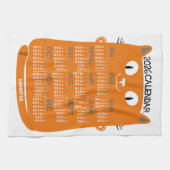 2026 Year Monthly Calendar Mid-Century Orange Cat キッチンタオル (横)