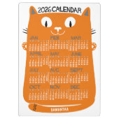 2026 Year Monthly Calendar Mid-Century Orange Cat クリップボード (裏面)