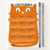 2026 Year Monthly Calendar Mid-Century Orange Cat ノートブック (裏面)