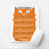 2026 Year Monthly Calendar Mid-Century Orange Cat マウスパッド (マウス)