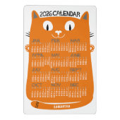 2026 Year Monthly Calendar Mid-Century Orange Cat ミニクリップボード (裏面)