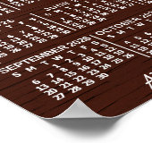 2026 Year Monthly Calendar Wood Custom 3 Photos ポスター (角)
