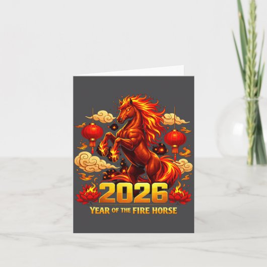 2026 Year Of Fire Horse Chinese Zodiac New Year De カード (正面)