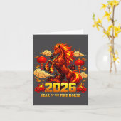 2026 Year Of Fire Horse Chinese Zodiac New Year De カード (黄色い花)
