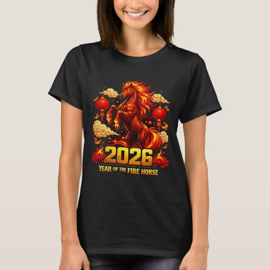 2026 Year Of Fire Horse Chinese Zodiac New Year De Tシャツ (正面)