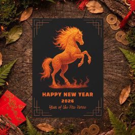 2026 Year of the Fire Horse Chinese Zodiac シーズンポストカード