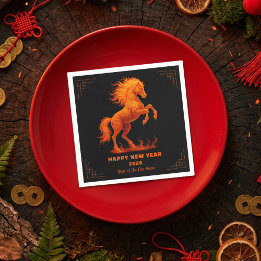2026 Year of the Fire Horse Chinese Zodiac スタンダードカクテルナプキン