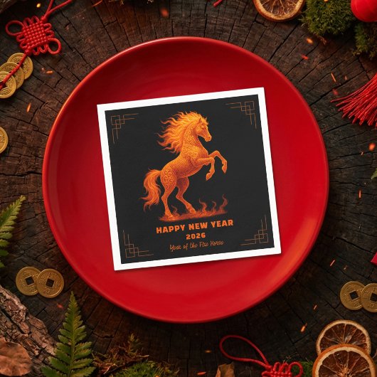 2026 Year of the Fire Horse Chinese Zodiac スタンダードカクテルナプキン