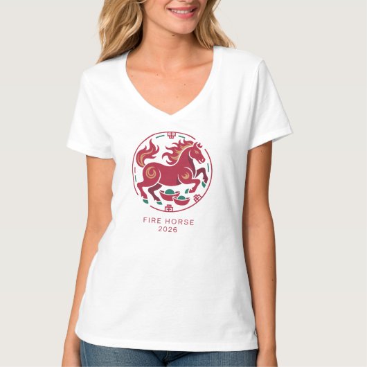 2026 Year of the Fire Horse Chinese Zodiac Luck Tシャツ (正面)