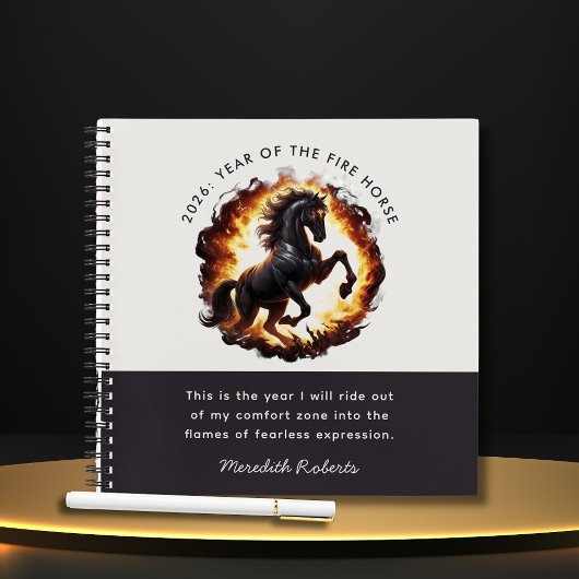 2026 Year of the Fire Horse Motivational Quote ノートブック