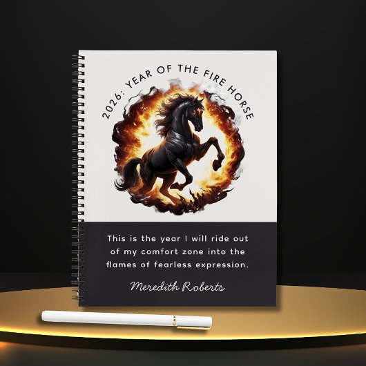 2026 Year of the Fire Horse Motivational Quote ノートブック