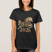 2026 Year of the Horse Chinese New Year Golden Hor Tシャツ (正面)
