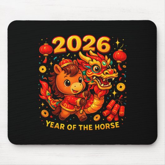 2026 Year Of The Horse Cute Lunar Newyear Art  マウスパッド (正面)