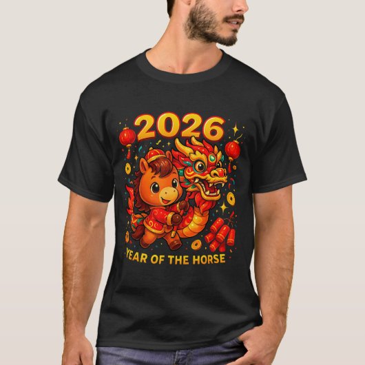 2026 Year Of The Horse Cute Lunar Newyear Art  Tシャツ (正面)
