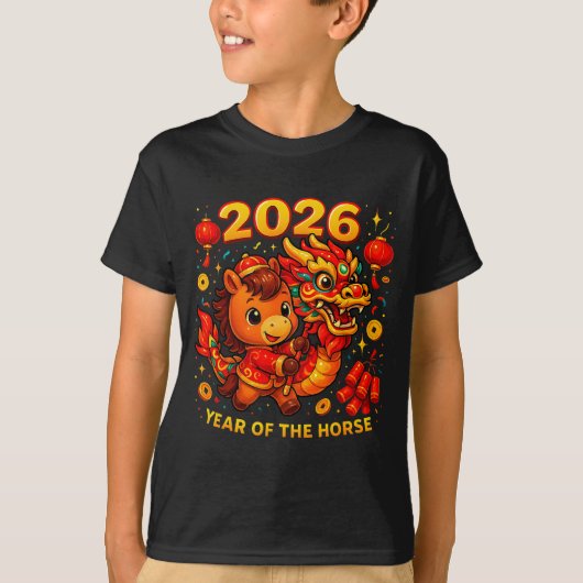 2026 Year Of The Horse Cute Lunar Newyear Art  Tシャツ (正面)