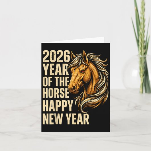 2026 Year Of The Horse Happy Chinese New Year Fire カード (正面)