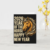 2026 Year Of The Horse Happy Chinese New Year Fire カード (黄色い花)