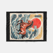 2026 Year Of The Horse Japanese Wave Art Lunar New フリースブランケット (正面(横))