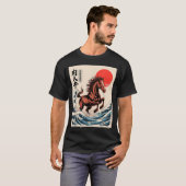 2026 Year Of The Horse Japanese Wave Art Lunar New Tシャツ (正面フル)