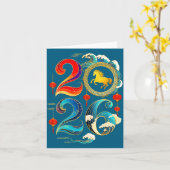 2026 Year Of The Horse Lunar Chinese New Year 2026 カード (黄色い花)