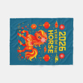 2026 Year Of The Horse Lunar New Year 2026 Chinese フリースブランケット (正面(横))