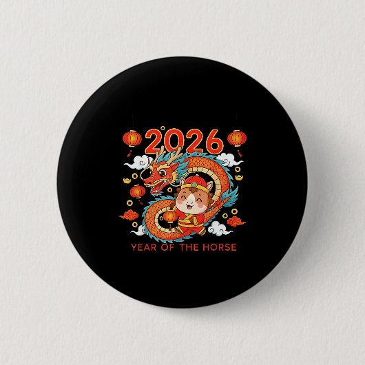 2026 Year Of The Horse Lunar New Year Chinese  缶バッジ (正面)